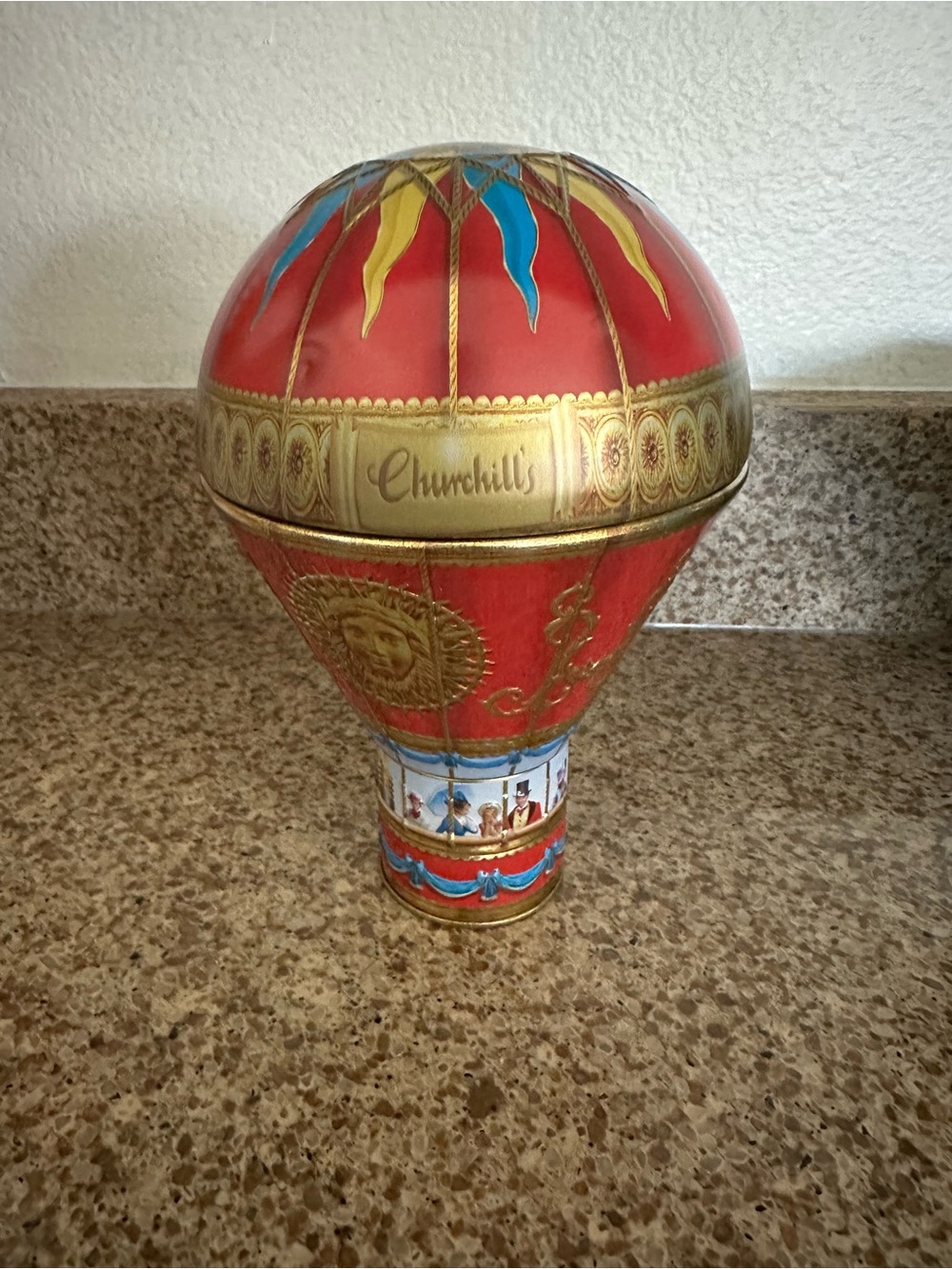 Tin Bank Churchills Victorian Hot Air Balloon Red Adrian Chesterman Made in UK